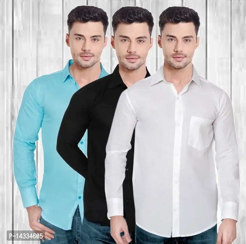 Combo Classic Cotton Solid Casual Shirts for Men, Pack of 3